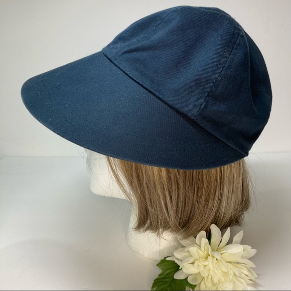 Reversible Sun Hat Wide Brim Navy Light Blue Floral NWOT - Picture 7 of 13